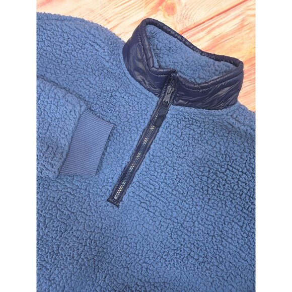 Aerie XL Blue Sherpa Quarter-Zip Pullover Sweater For Women - Picture 4 of 8